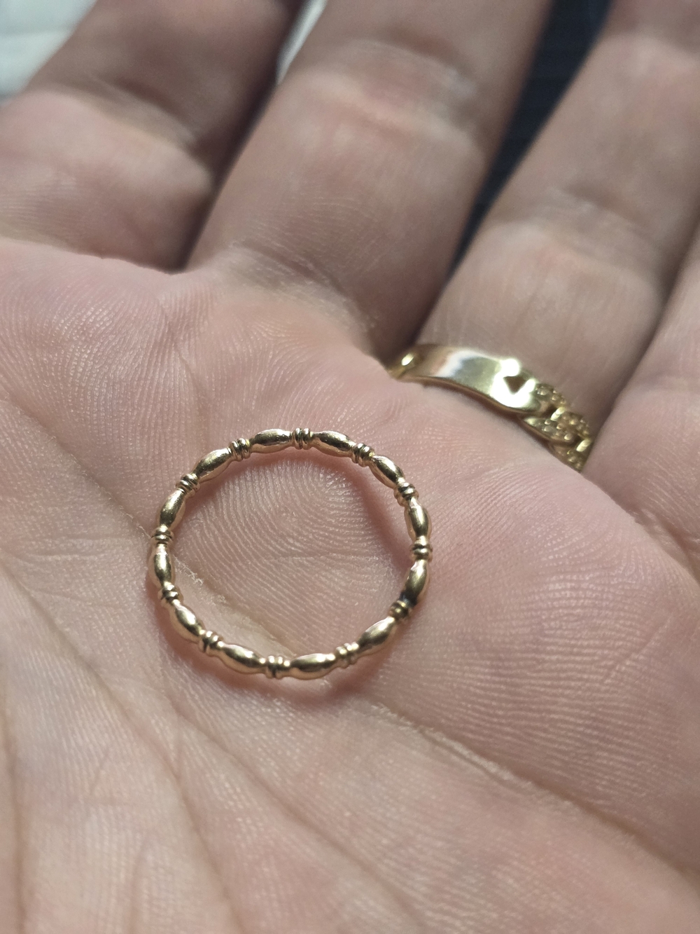 Delicate Gold Beaded Stackable Ring - Women's Jewelry
